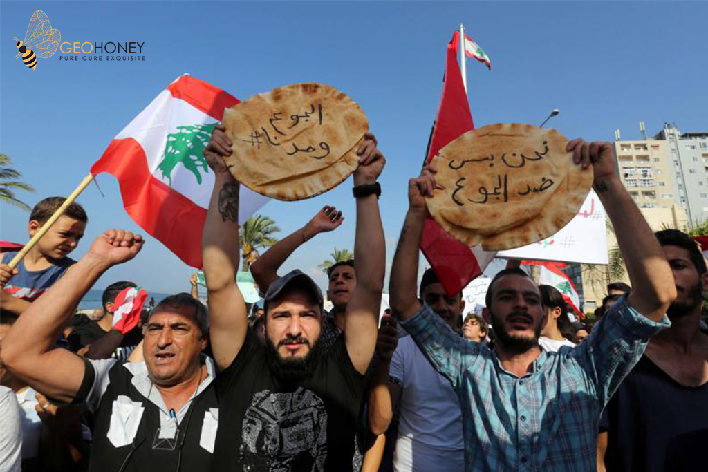 Lebanese People protesting on food insecurity