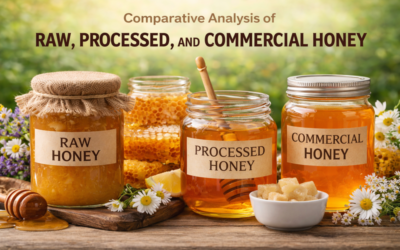 Comparative Analysis of Raw, Processed, and Commercial Honey Varieties