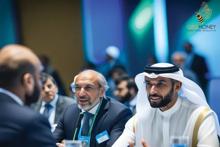 ممثلون يناقشون انتقال الطاقة المتوافق مع 1.5 درجة مئوية في COP 28 الذي استضافته رئاسة الإمارات العربية المتحدة ووكالة الطاقة الدولية ، بالتعاون مع IRENA و UNFCCC.